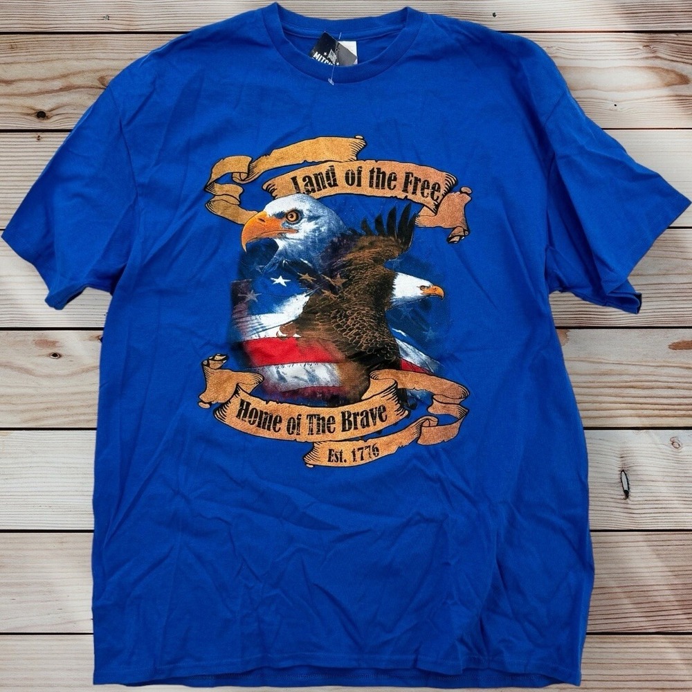 Mitchell Proffitt‎ Shirt Mens XL Blue USA Land Of The Free Patriotic Tee
